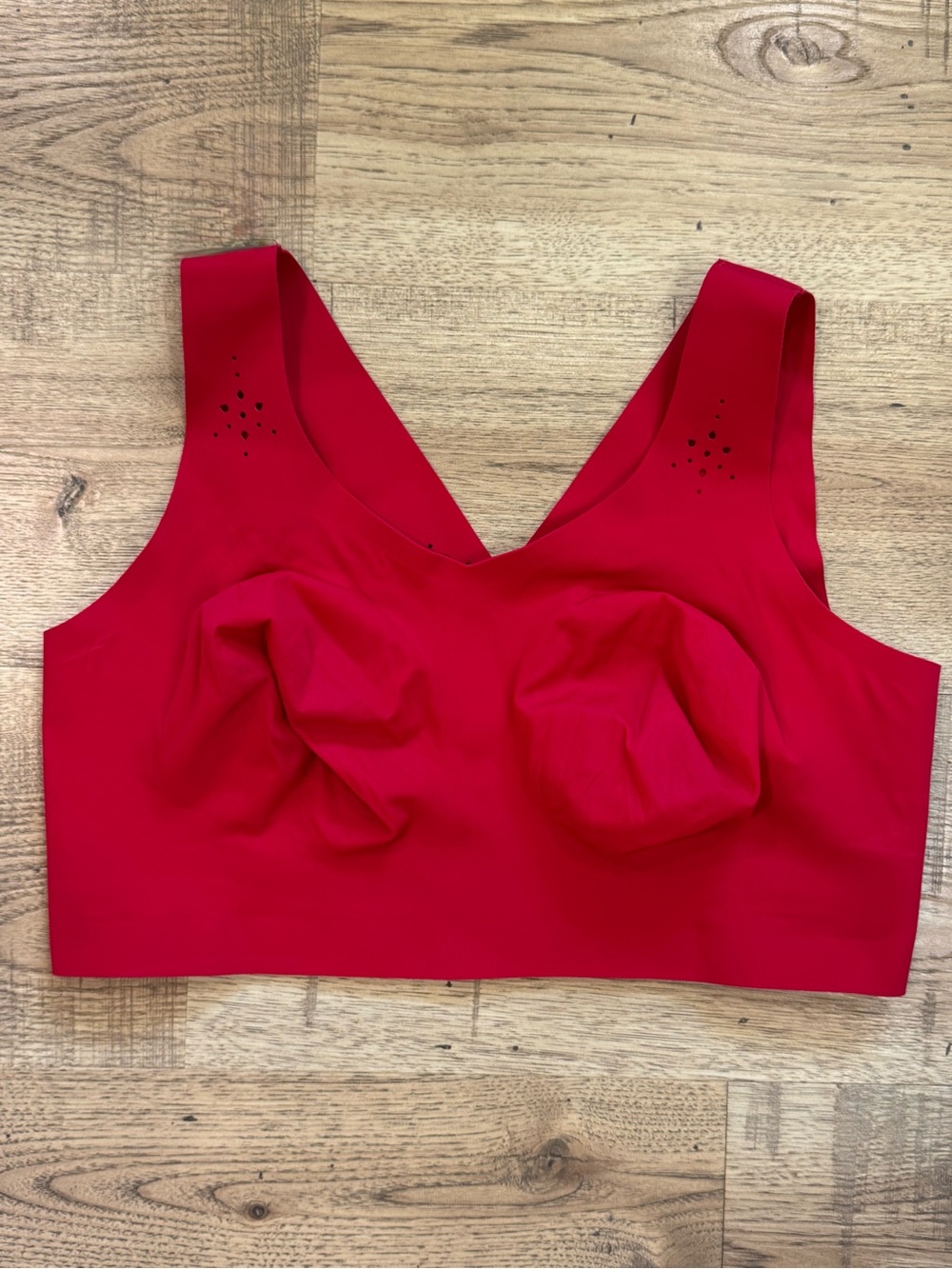 red Evelyn & Bobbie Defy Wireless Bra features a seamless